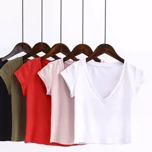 NWOT brandy Melville style crop white v neck